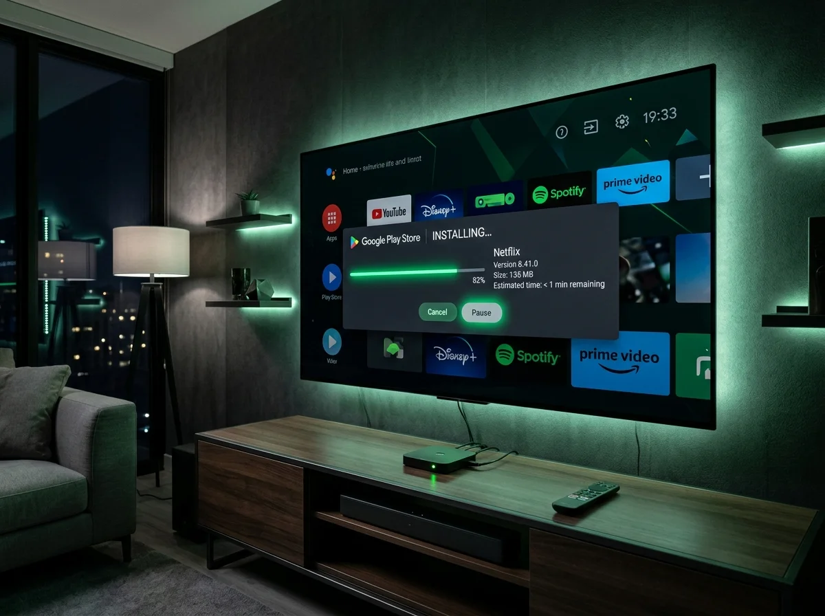 Sky Glass IPTV subscription on an Android TV and Google TV home screen